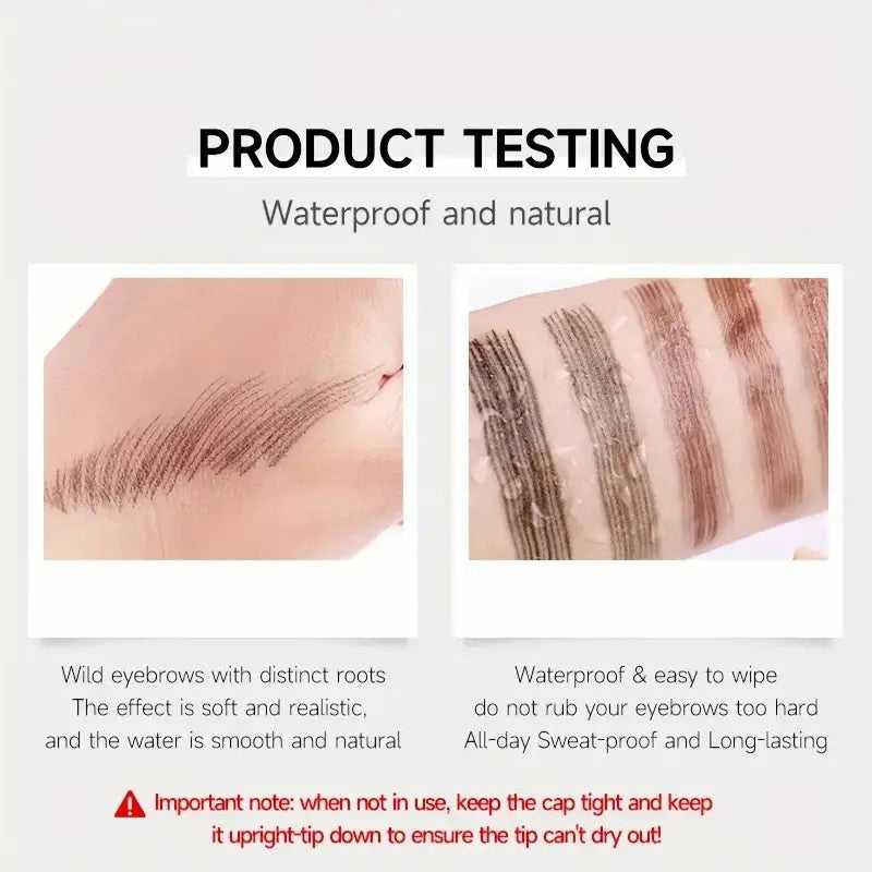 4 Split Tip Liquid Eyebrow Pen – Microblading Effect, Waterproof & Natural Hair Strokes