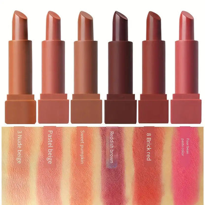 6-Pcs Matte Misty Lipstick Set – Soft Blur Finish, Long-Lasting & Non-Drying