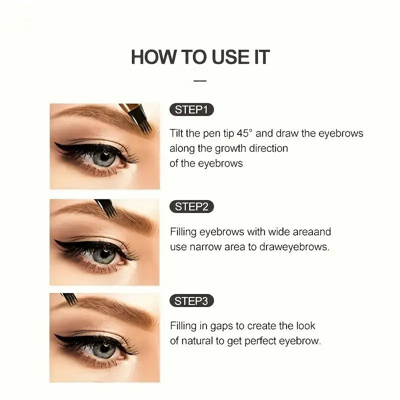 4 Split Tip Liquid Eyebrow Pen – Microblading Effect, Waterproof & Natural Hair Strokes
