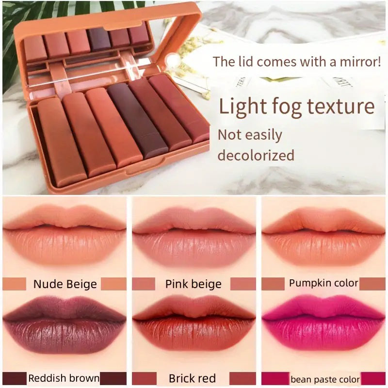 6-Pcs Matte Misty Lipstick Set – Soft Blur Finish, Long-Lasting & Non-Drying